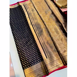 Kanchipuram Handloom Pure Silk Saree with Gold Jari and Pink Border