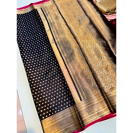 YNF Kanchipuram Handloom Pure Silk Saree with Gold Jari and Pink Border