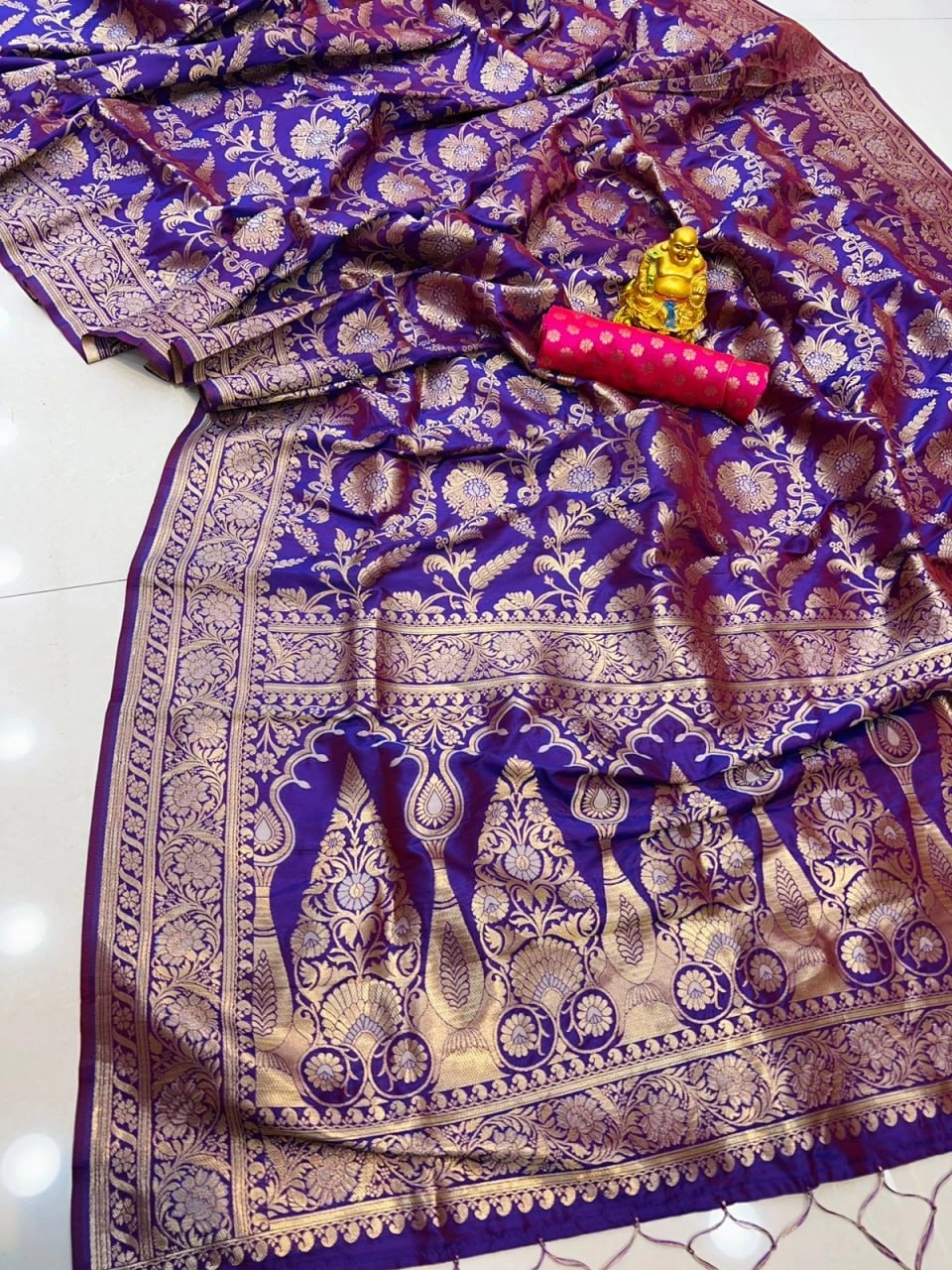 Elegant Pure Silk Handloom Saree with Contrast Weaving and Designer Jari Work-PCFpratham3-Blue