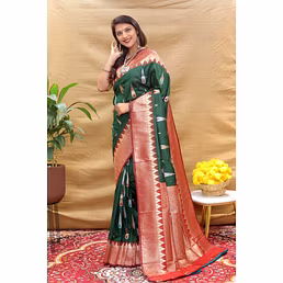 Elegant Handloom Silk Saree with Pure Zari Border and Rich Pallu