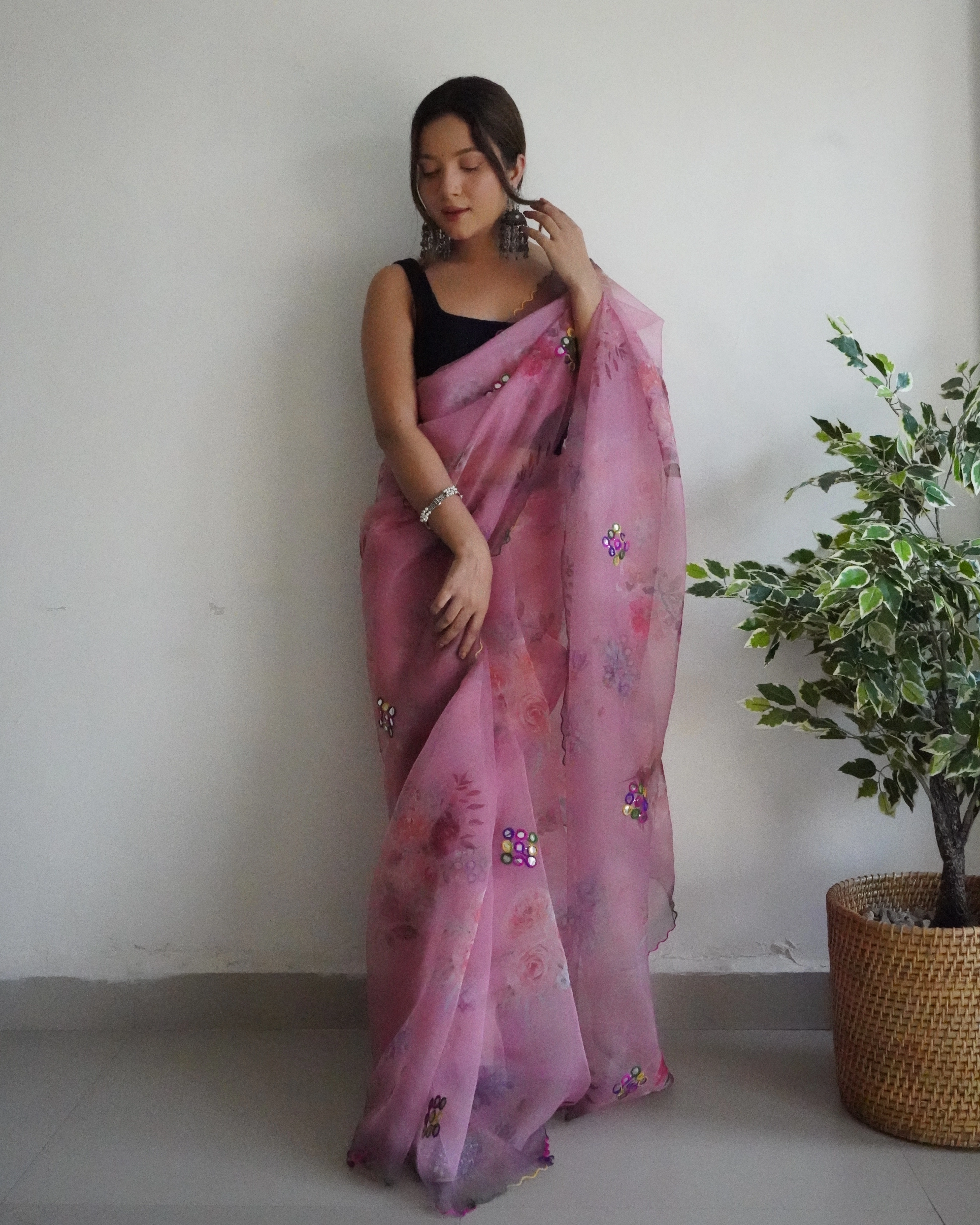 Organza Saree with Intricate Gota Patti and Cut Work-RVSGDILLAGI-LightPink