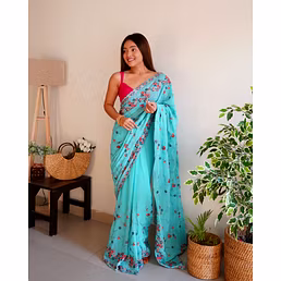Georgette Embroidered Border: Intricate Cut Work for Stunning Elegance