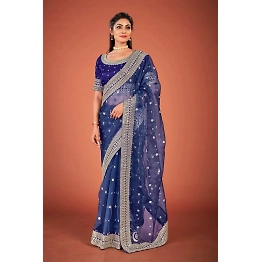 YNF Organza Lace Border with Stunning Sequin Embroidery