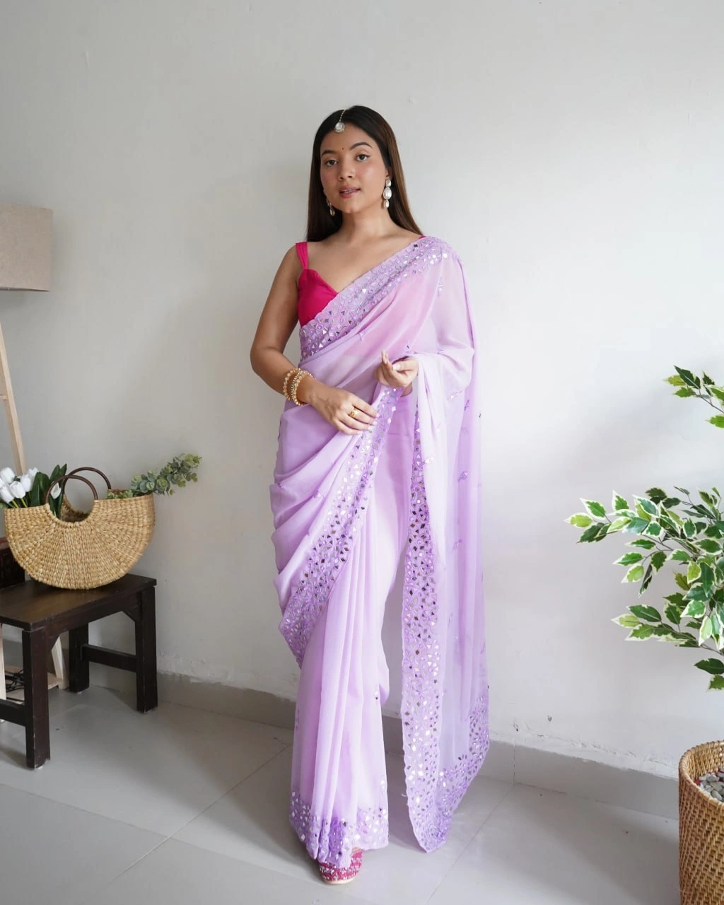 Mirrored Georgette: Embroidered Elegance-RVSG-MIRROR-Purple