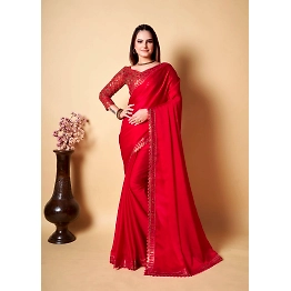 YNF Rangoli Work Lace Border Saree with Designer Blouse: Elegant and Unique