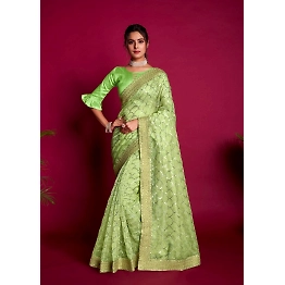 YNF Organza Sparkle: Exquisite Sequin and Zari Embellished Fabric