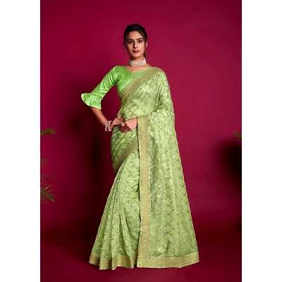 YNF Organza Sparkle: Exquisite Sequin and Zari Embellished Fabric
