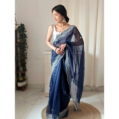 Organza Embroidered Sarees with Satin Blouse