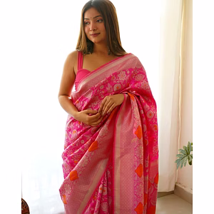 BANARASI SILK: Exquisite Silver Zari Weaving for Opulent Elegance