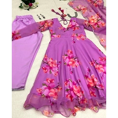 Digital Georgette Anarkali Suit with Buttersilk Pant and Dupatta