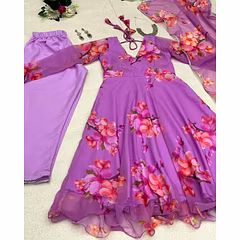 Digital Georgette Anarkali Suit with Buttersilk Pant and Dupatta