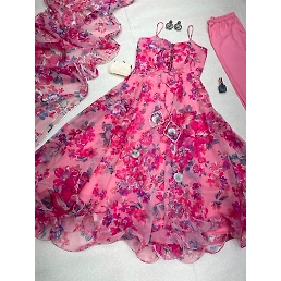 Floral Georgette Anarkali Suit with Buttersilk Pant
