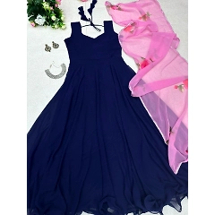 Georgette Suit with Huge Flair and Printed Dupatta