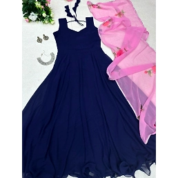 Georgette Suit with Huge Flair and Printed Dupatta
