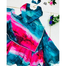 Digital Printed Anarkali Gown - Stunning Silk Suit with Flair