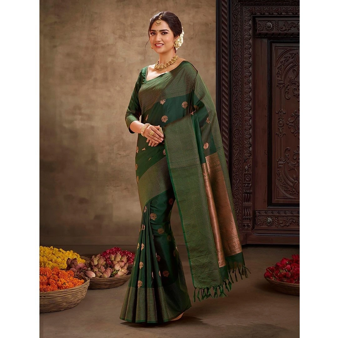 Banarasi Soft Silk Saree - Elegant, Lightweight, 10/10 Color-RAS-40128-Green