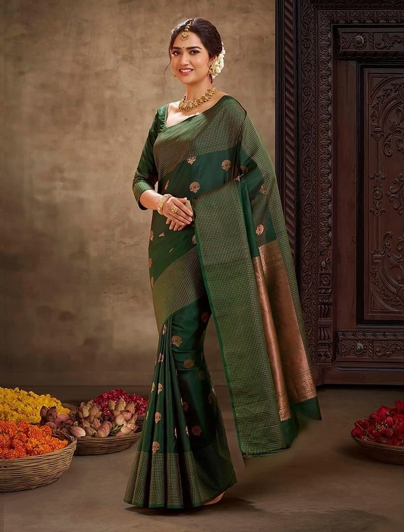 Banarasi Soft Silk Saree - Elegant, Lightweight, 10/10 Color-Green-2