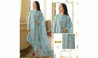 Heavy Silk Georgette Embroidered Suit with Fox Georgette Dupatta