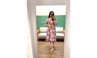 Stylish Foil Printed Cotton Suit with Nitched Lapel Collar - Sizes Available