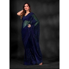 Stunning Sequins Embroidered Georgette Saree - Perfect for Social Gatherings!