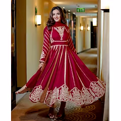 Pure Faux Georgette Gown with Embroidery - XL Size, Ready-to-Wear