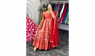 Kota Silk Suit with Jacquard Weave and Padded Tassels