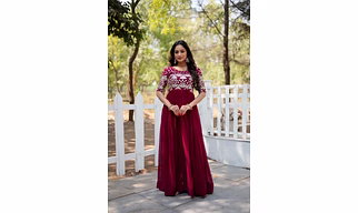 Faux Blooming Embroidery Zari Sequins Gown - Stunning and Lightweight