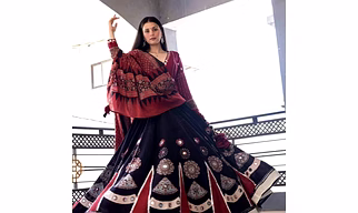 Printed Mirror Work Lehenga Choli Set