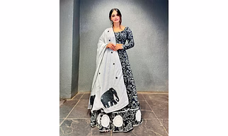 Printed Rayon Lehenga Set with Lace & Mirror Work