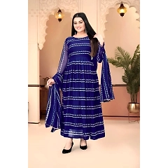 New Georgette Print Gown with Digital Print Dupatta - Sizes S-XL