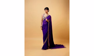 Dual Sequins Embroidery Georgette Saree with Stunning Border and Blouse