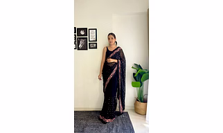 Soft Georgette Saree with Stunning Sequins and Embroidery Work