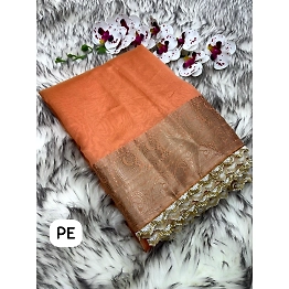 YNF Elegant Banarsi Silk Saree with Designer Jaquar Paatta and Jarkan Lace