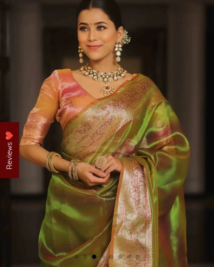 Party-perfect Banarasi Silk Sarees: Stunning Weaving, Quality, and Satisfaction!-MKD-45-Green