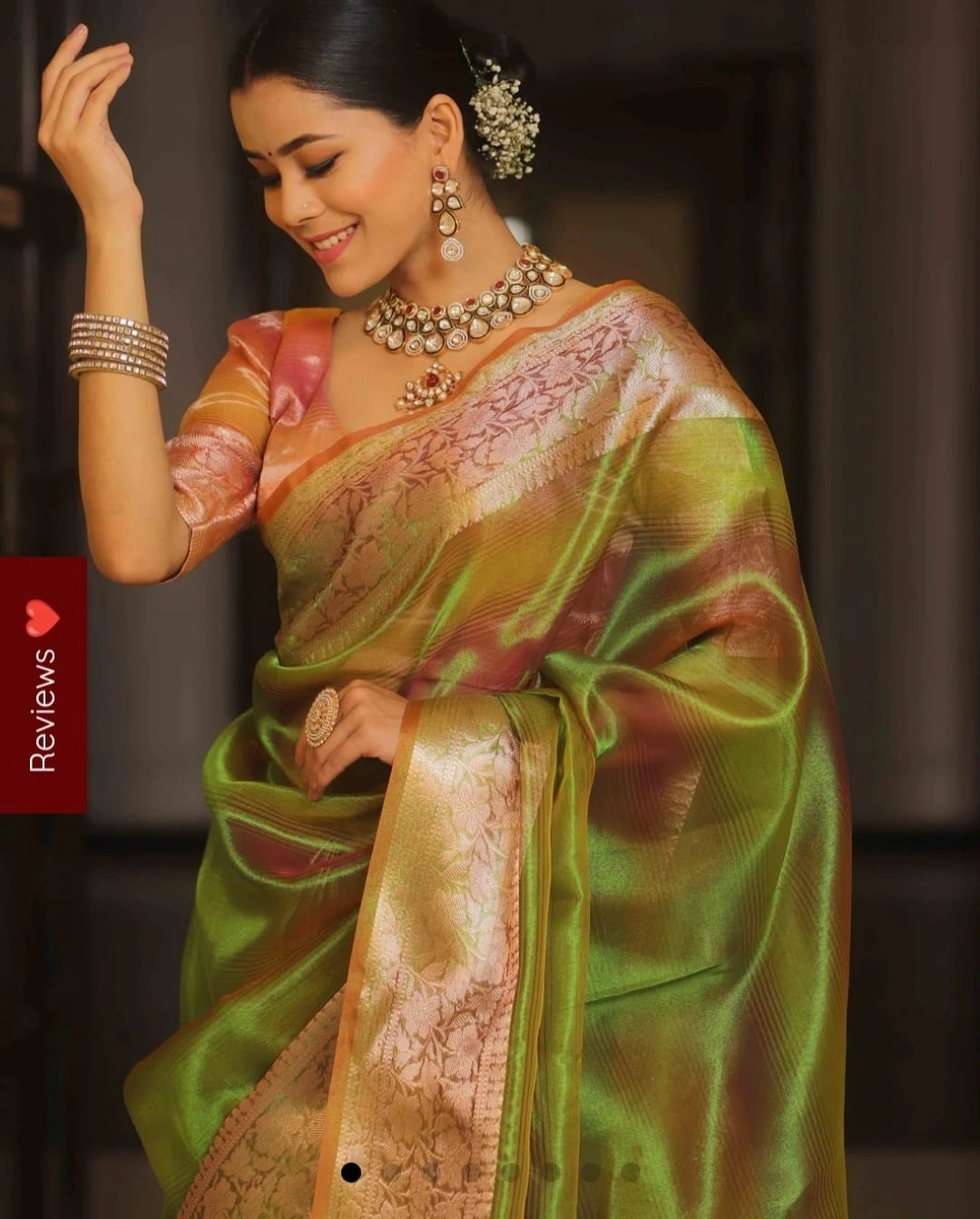 Party-perfect Banarasi Silk Sarees: Stunning Weaving, Quality, and Satisfaction!-Green-2