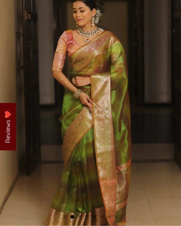 Party-perfect Banarasi Silk Sarees: Stunning Weaving, Quality, and Satisfaction!-Green-3