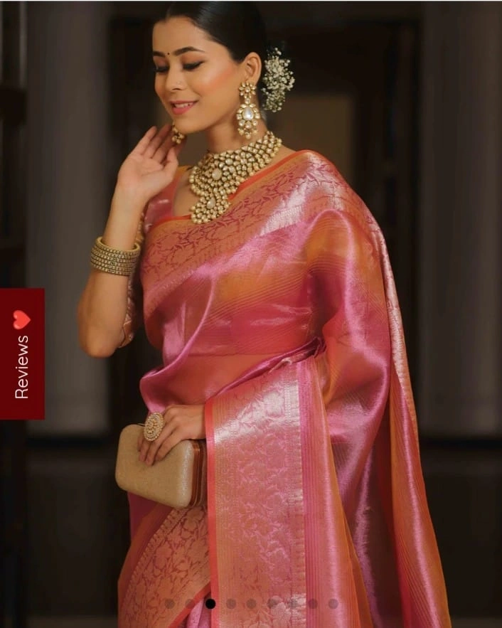 Party-perfect Banarasi Silk Sarees: Stunning Weaving, Quality, and Satisfaction!-MKD-45-Peach