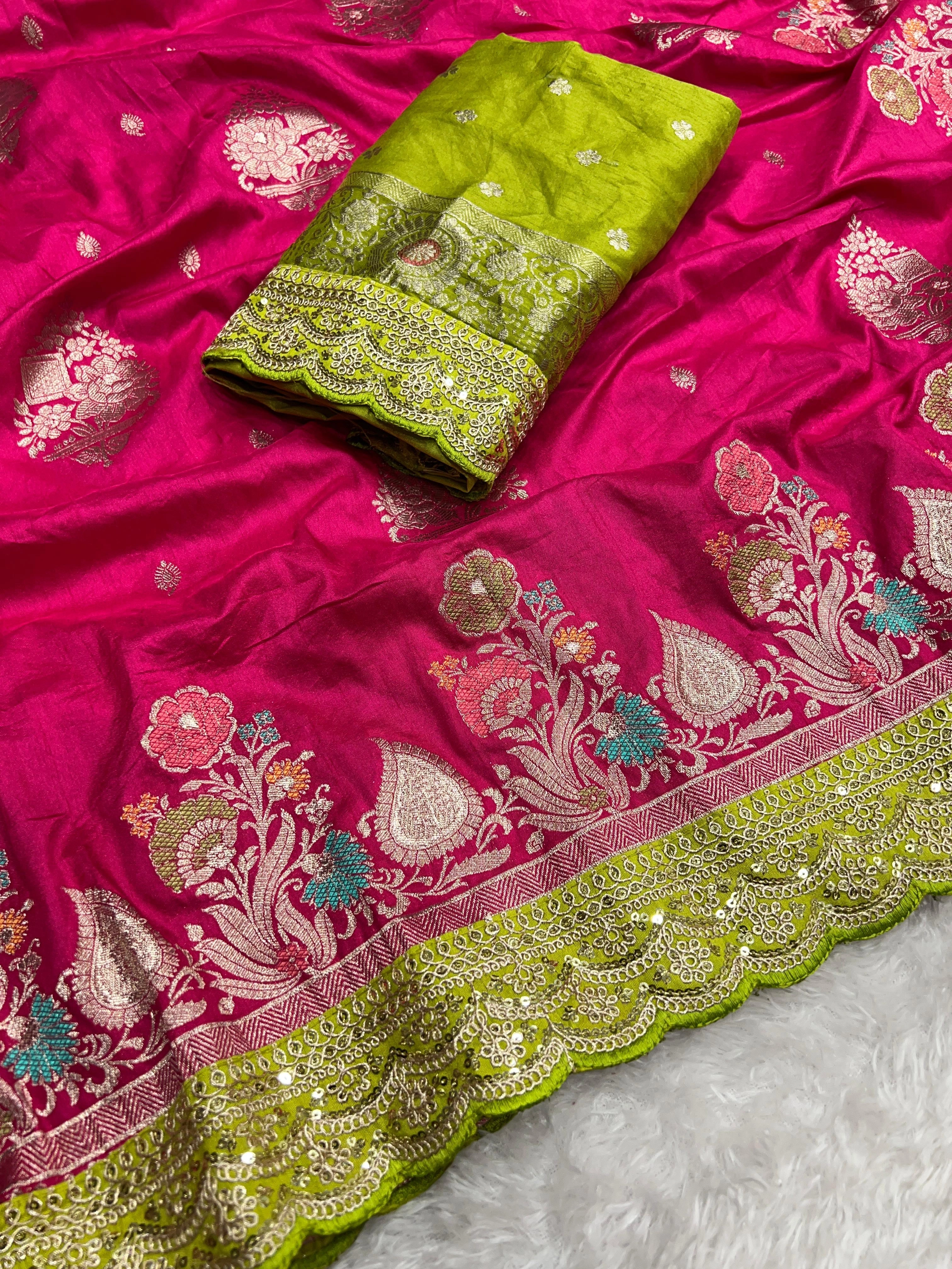 Dolla Silk Saree: Exquisite Embroidery, High Quality, Flowing Elegance-Red-1