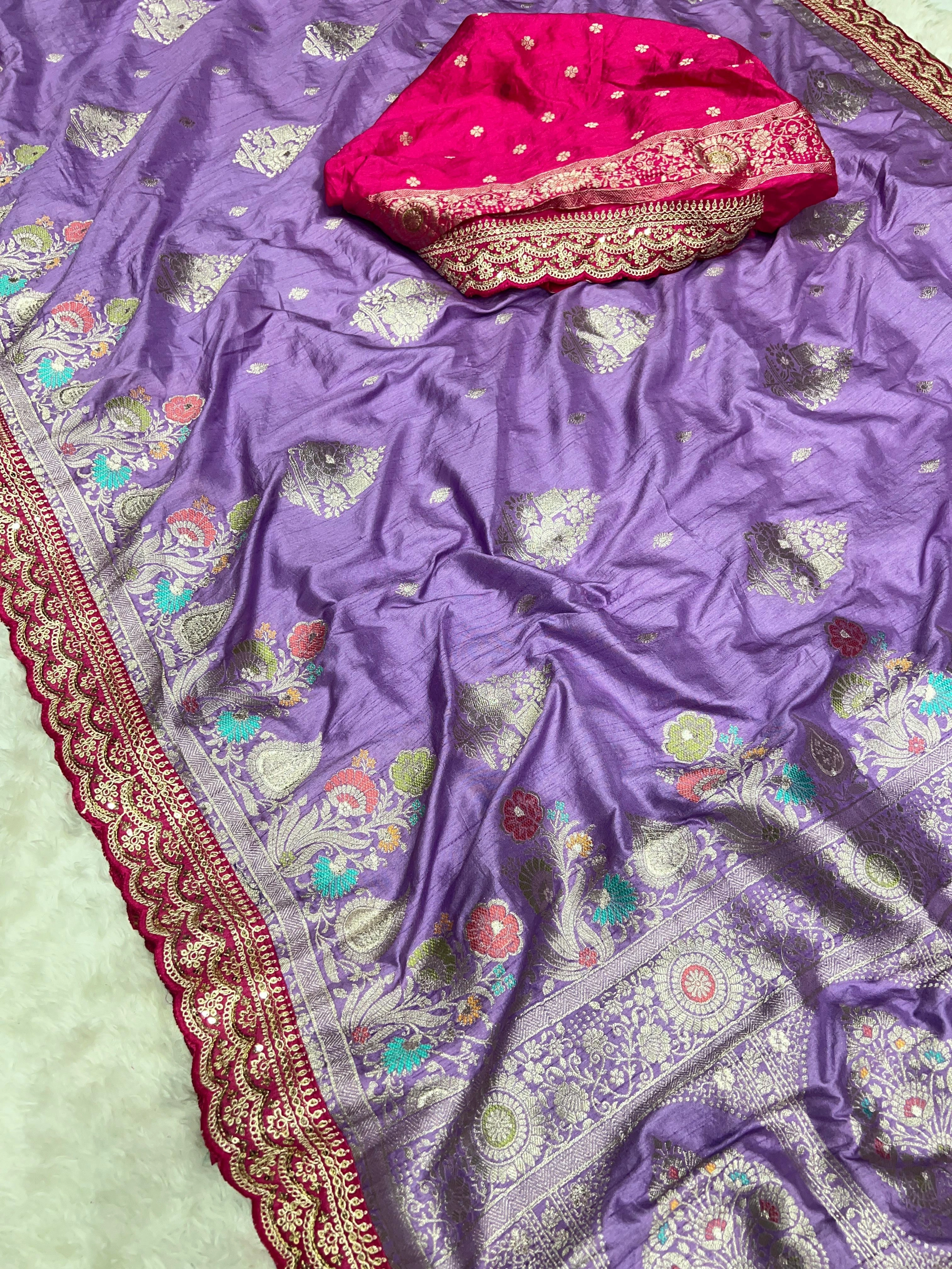 Dolla Silk Saree: Exquisite Embroidery, High Quality, Flowing Elegance-Purple-1