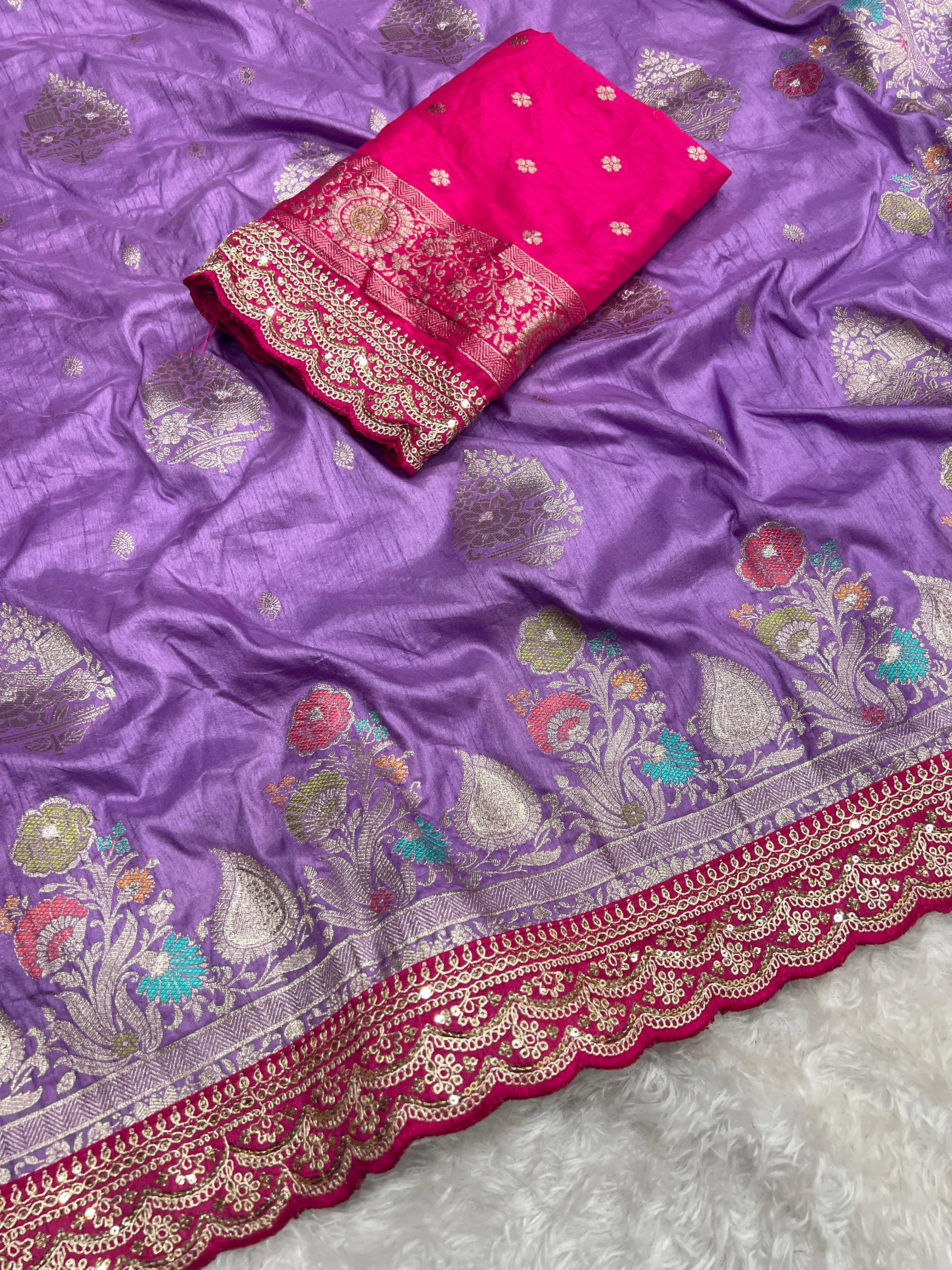 Dolla Silk Saree: Exquisite Embroidery, High Quality, Flowing Elegance-Purple-2