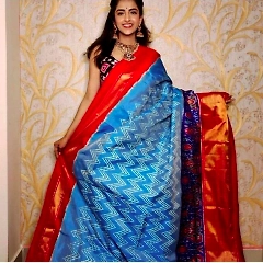 Soft and Comfortable Ikat Digital Print Sarees - Trendy Colors, Perfect Length
