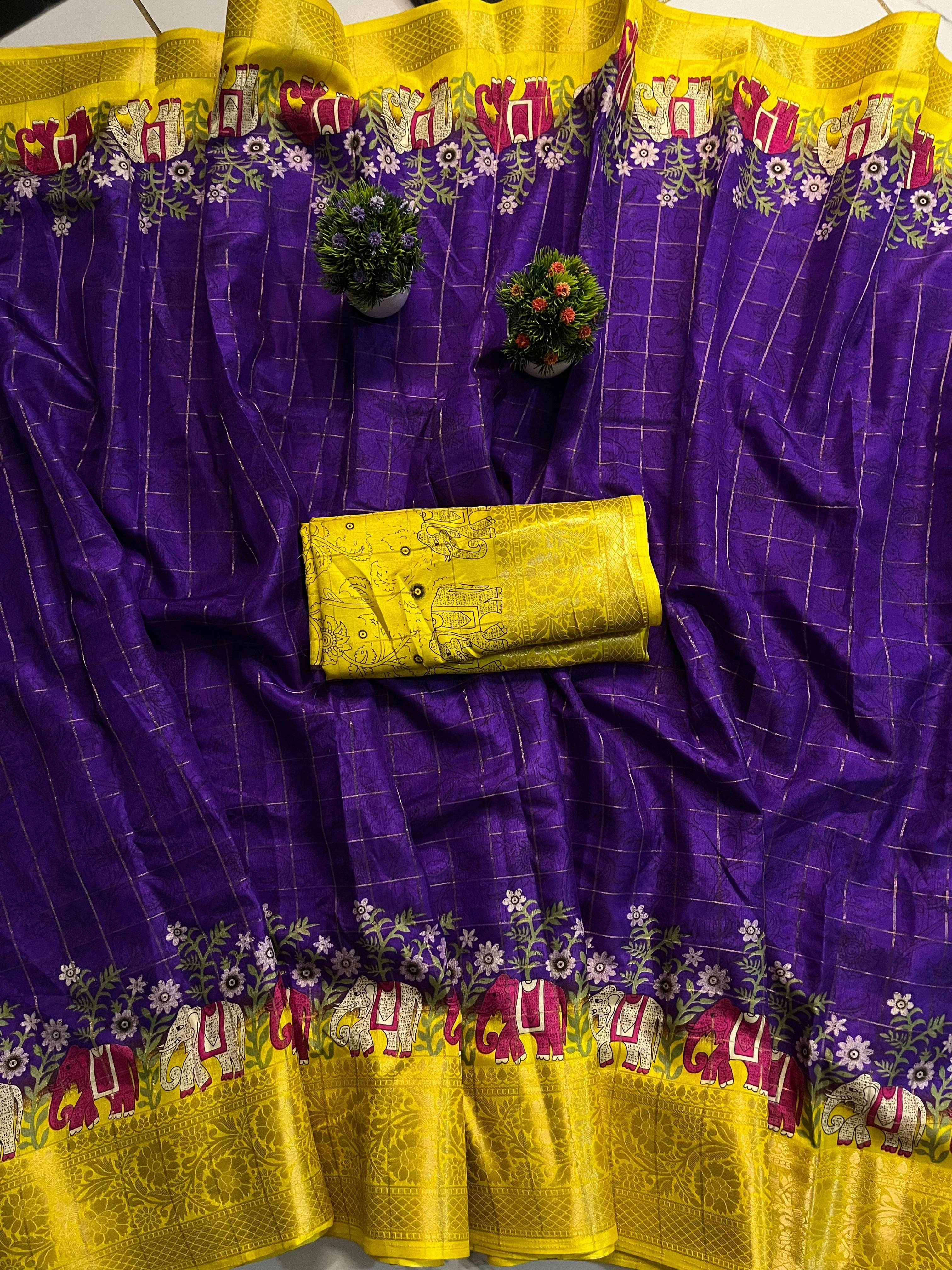 Alluring Dola Silk Saree: 8 Colors, Intricate Design, 9&quot; Border-RWC-22-Purple