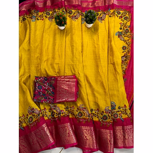 9-inch Jacquard Border Silk Saree with Unique Antique Design