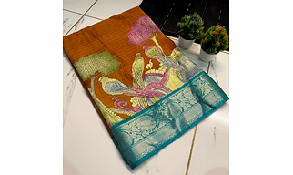 Antique-inspired Dola Silk Saree with 9" Jacquard Border