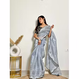 Soft Jimmy Chuu Saree: Exquisite Embroidery, Sequins, and Jari Border