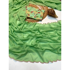 Georgette Saree with Handmade Latakan Blouse & Embroidery