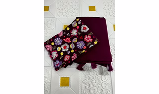 Georgette Saree with Handmade Latakan Blouse & Embroidery