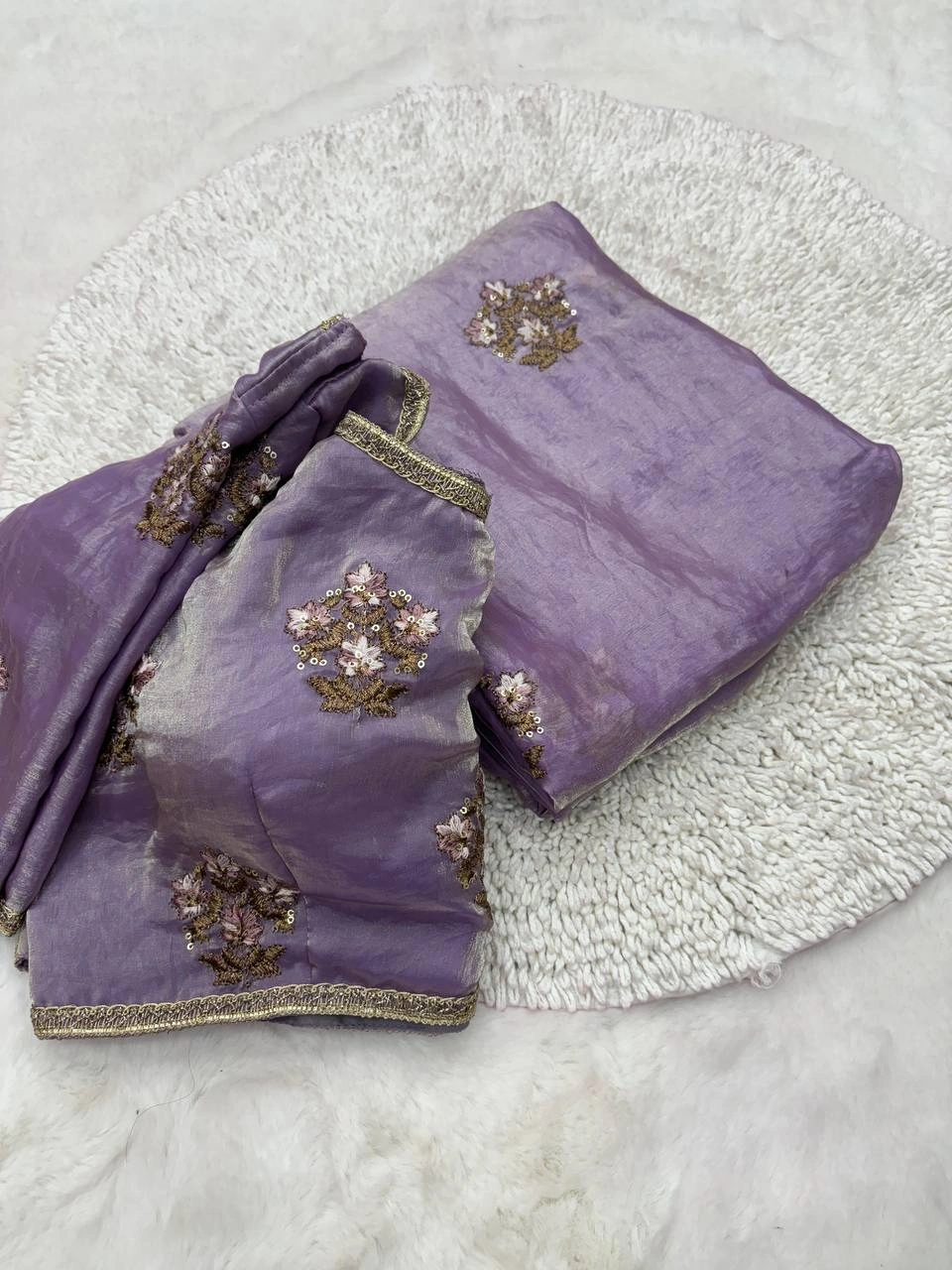 Designer Fendy Silk Saree with Unique Lace Embellishments-PTF-01-A-Lavender