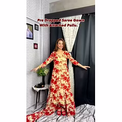 Premium Georgette Gown Saree with Exclusive Print