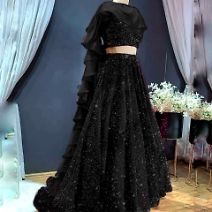 Soft Net Blouse & Lehenga Set: Exquisite Design, Heavy Sequin Work - Ready to Wear